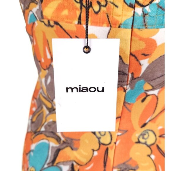 Miaou Vivi Mini Dress Size M Parisian Flower Orange $275 - Picture 9 of 15